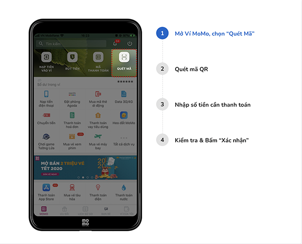Cách thanh toán MoMo thông qua điện thoại 