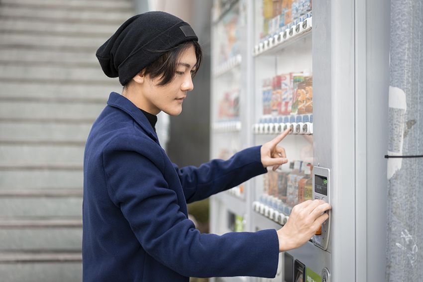 Buying snacks on vending machines