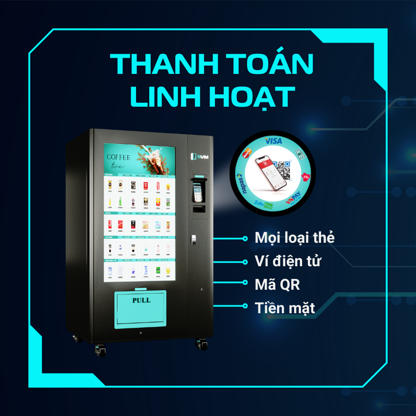 Máy bán hàng tự động thông minh SVM thanh toán linh hoạt