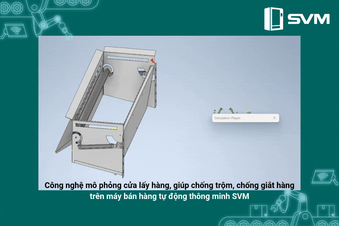 Mô phỏng cửa đẩy lấy hàng của máy bán hàng tự động thông minh SVM