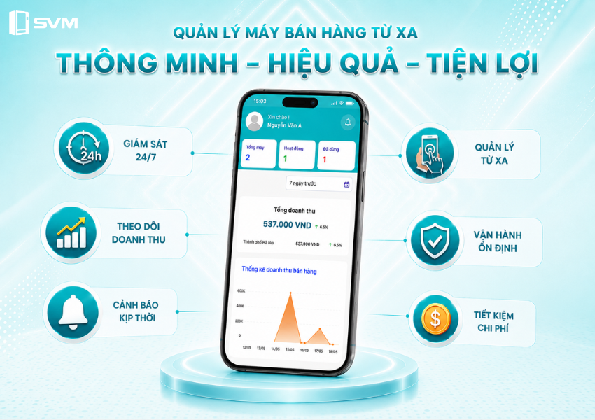 Quản lý hệ thống máy bán hàng dễ dàng hơn với phần mềm SVM hiện đại