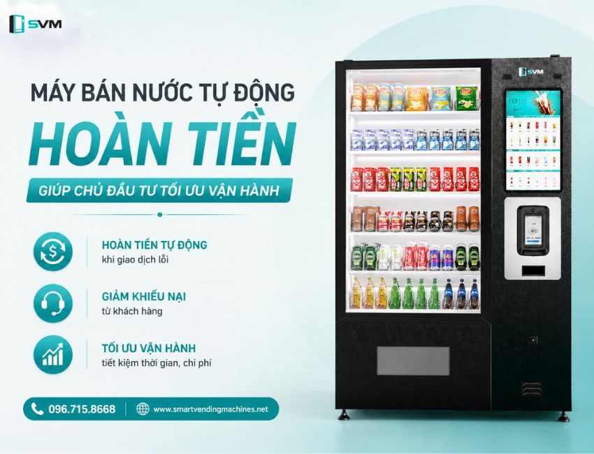Máy bán nước tự động hoàn tiền giúp chủ đầu tư tối ưu vận hành