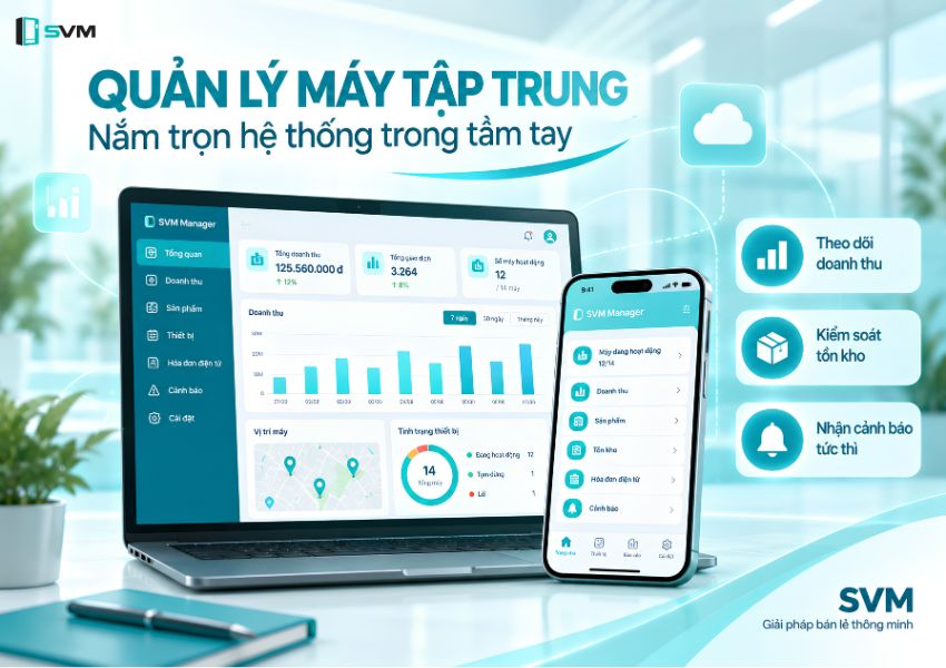 SVM Manager giúp doanh nghiệp quản lý tập trung doanh thu, tồn kho và tình trạng hoạt động của hệ thống máy từ xa | Máy bán hàng tự động thông minh 20260910 JP Wood VIETNAM 04
